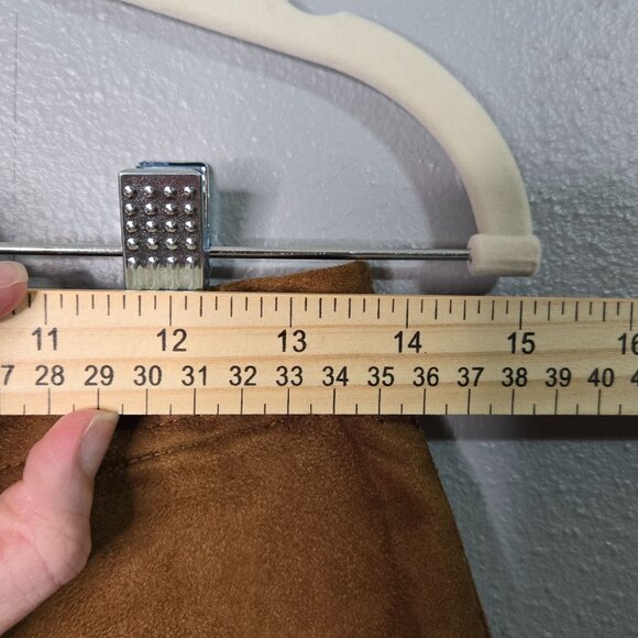 Old Navy Womens sz 4 Faux Suede A-Line Mini Skirt Front Pockets Camel Caramel Br - Picture 10 of 14